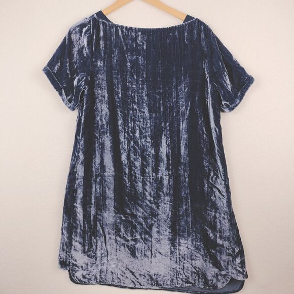 Floreat Anthropologie Dress Medium Blue Crushed Velvet Whimsigoth Dark Romance - Picture 10 of 15